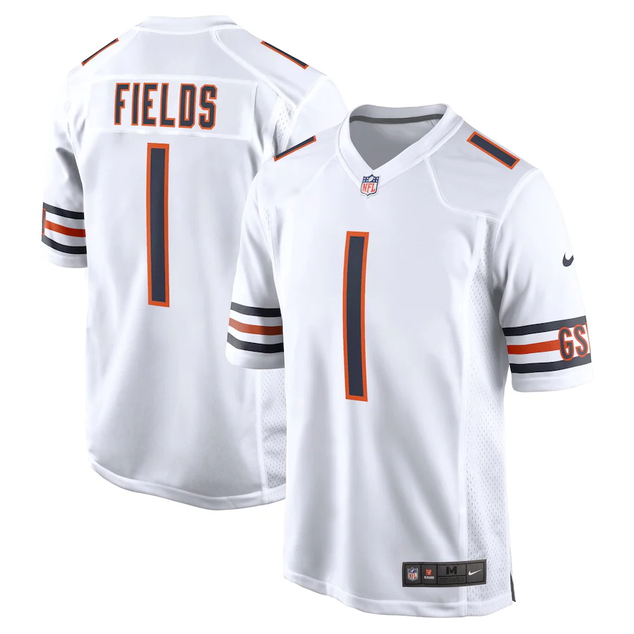 Youth Chicago Bears Justin Fields Nike White 2021 NFL Draft First Round Pick Game Jersey